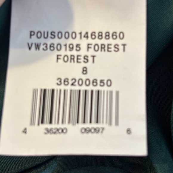 Vera Wang White Collection Forest Green Chiffon Dress V Neck Satin Belt Size 8 - Picture 8 of 8